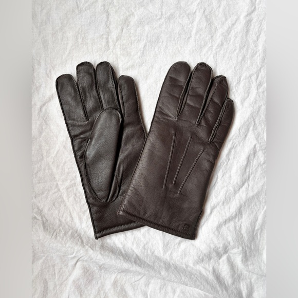 Isotoner dark brown leather winter gloves lined - Picture 1 of 12